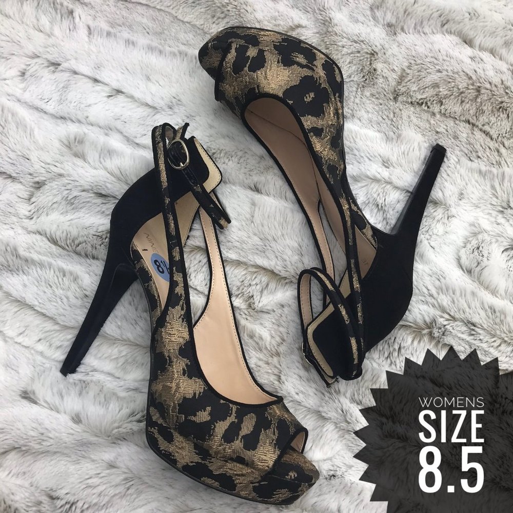 [Nine West] Donnali Peep Toe Ankle Strap Platforms Size 8.5 Womens Pumps Shoes